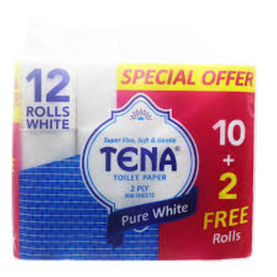 TENA WHITE TOILET ROLL 10'S